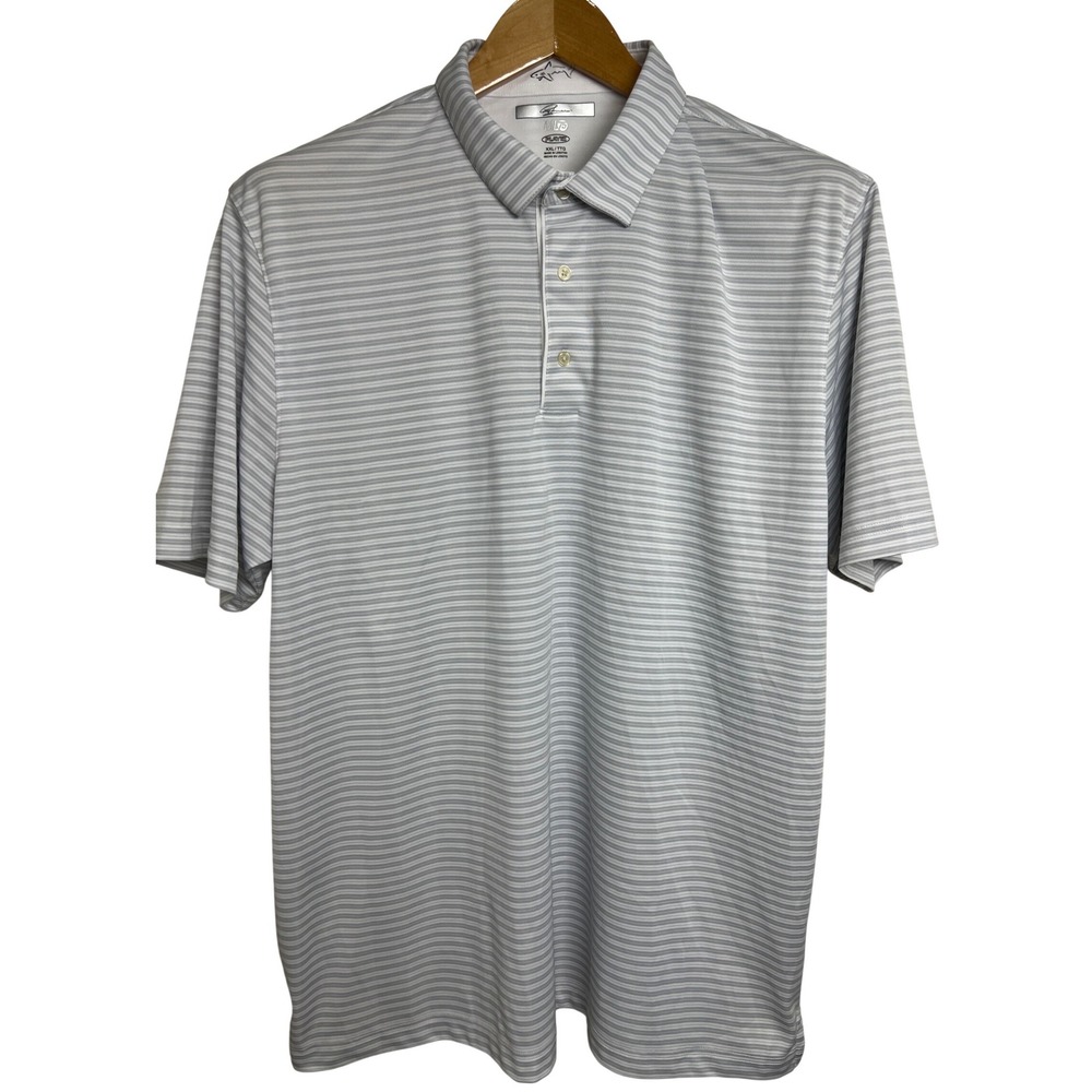Greg Norman Polo Mens XXL Gray Striped ML75 Play Dry Short Sleeve Golf Shirt A17